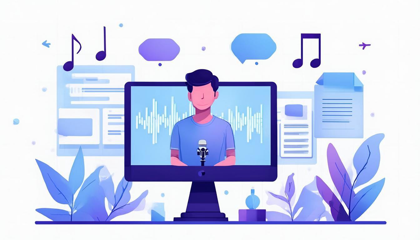 AI旁白生成器概念图：主播使用工具生成语音旁白